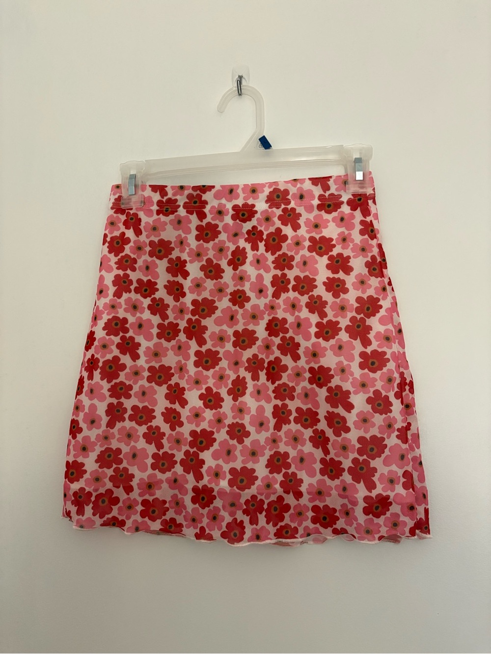 SHEIN Pink Red Floral Mini Skirt